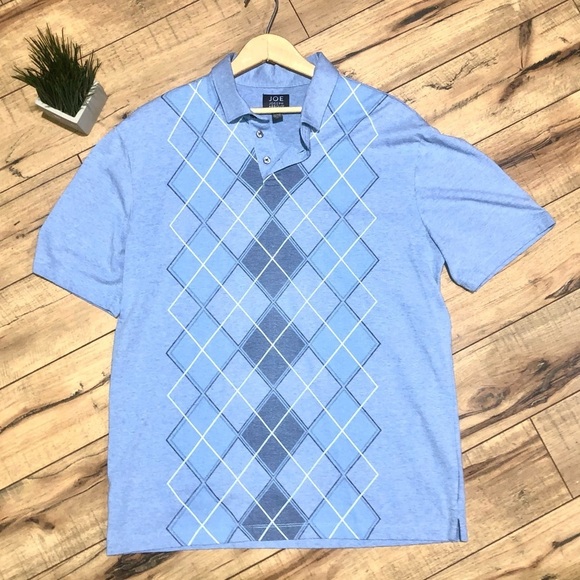Joseph Abbound Argyle Polo Blue Large - Picture 1 of 4